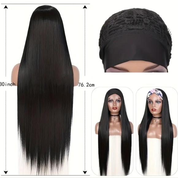 30-inch Long Seamless Bone Straight Headband Wig - Picture 2 of 5